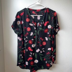 Women's Torrid Georgette Floral Split Neck Short Sleeve Top